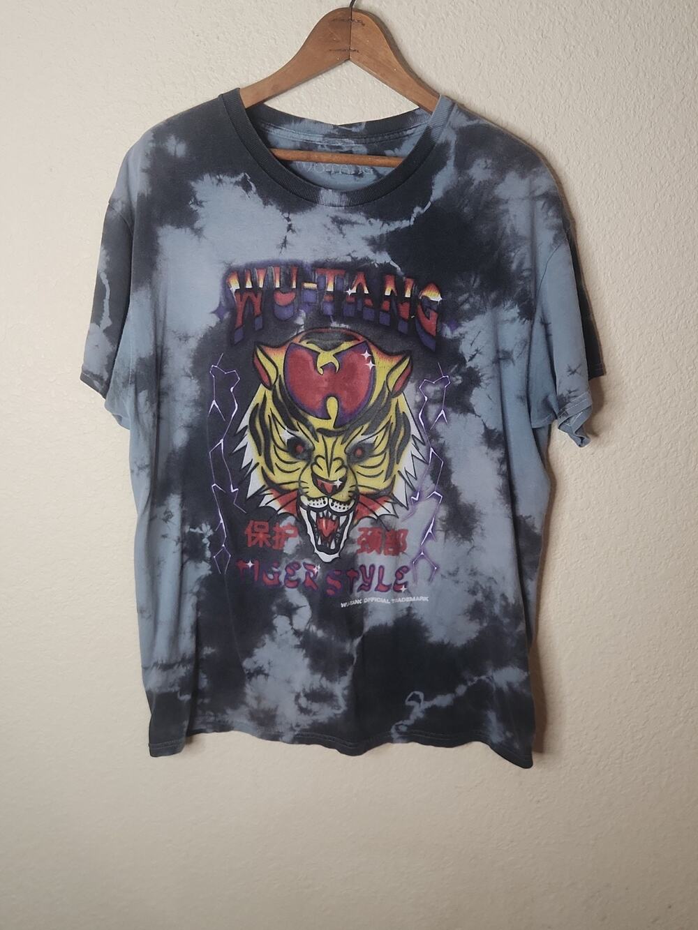 WU TANG Clan Rare Tye Dye T-Shirt (S/M) Rap Hip Hop TIGER STYLE Lightning Y2k